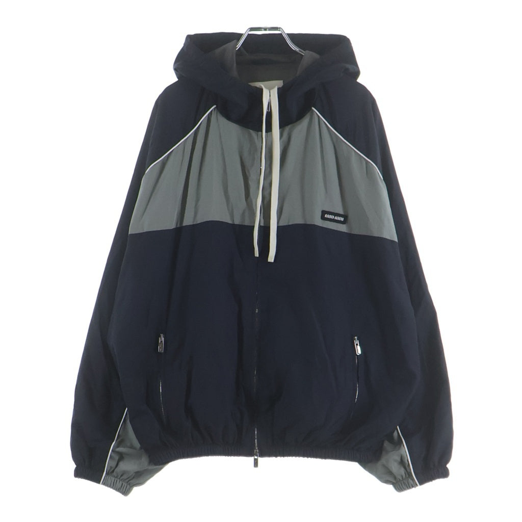miumiu(ミュウミュウ) 25SS Technical Nylon Zip Up Jacket テクニカル ジップアップ ジャケット ブルゾン グレー/ブラック