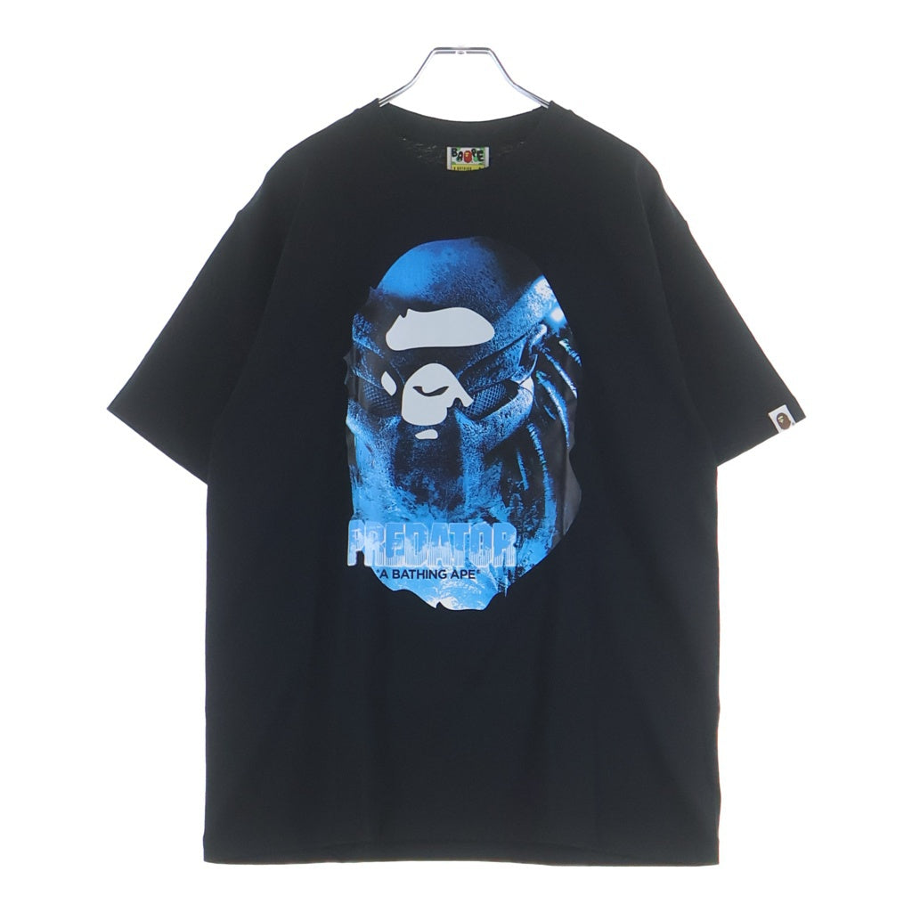 A BATHING APE(アベイシングエイプ) ×PREDATOR プレデター フロントプリント クルーネック半袖カットソーTシャツ ブラック
