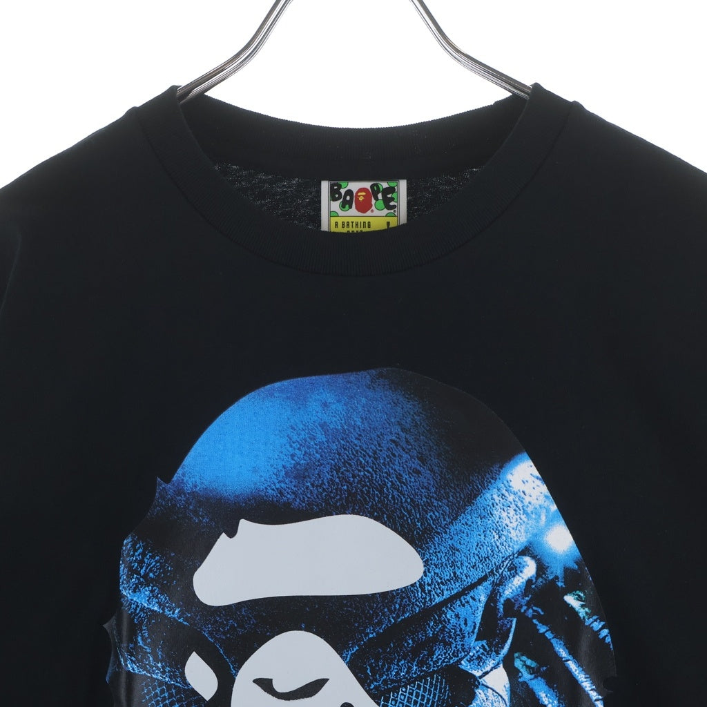 A BATHING APE(アベイシングエイプ) ×PREDATOR プレデター フロントプリント クルーネック半袖カットソーTシャツ ブラック