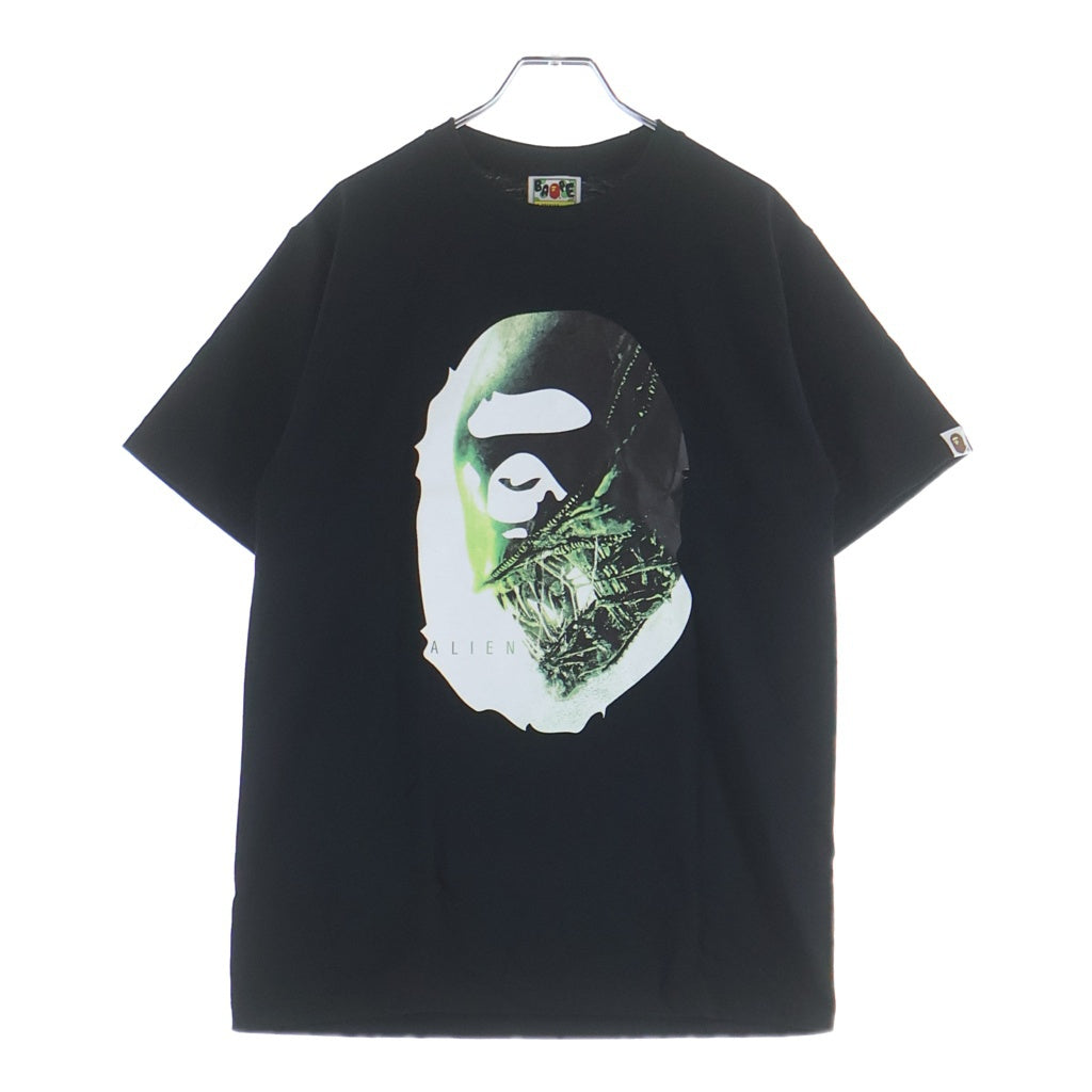 A BATHING APE(アベイシングエイプ) ×AILEN CONVENANT APE HEAD TEE エイリアンコンヴェナント エイプヘッド クルーネック半袖カットソーTシャツ ブラック