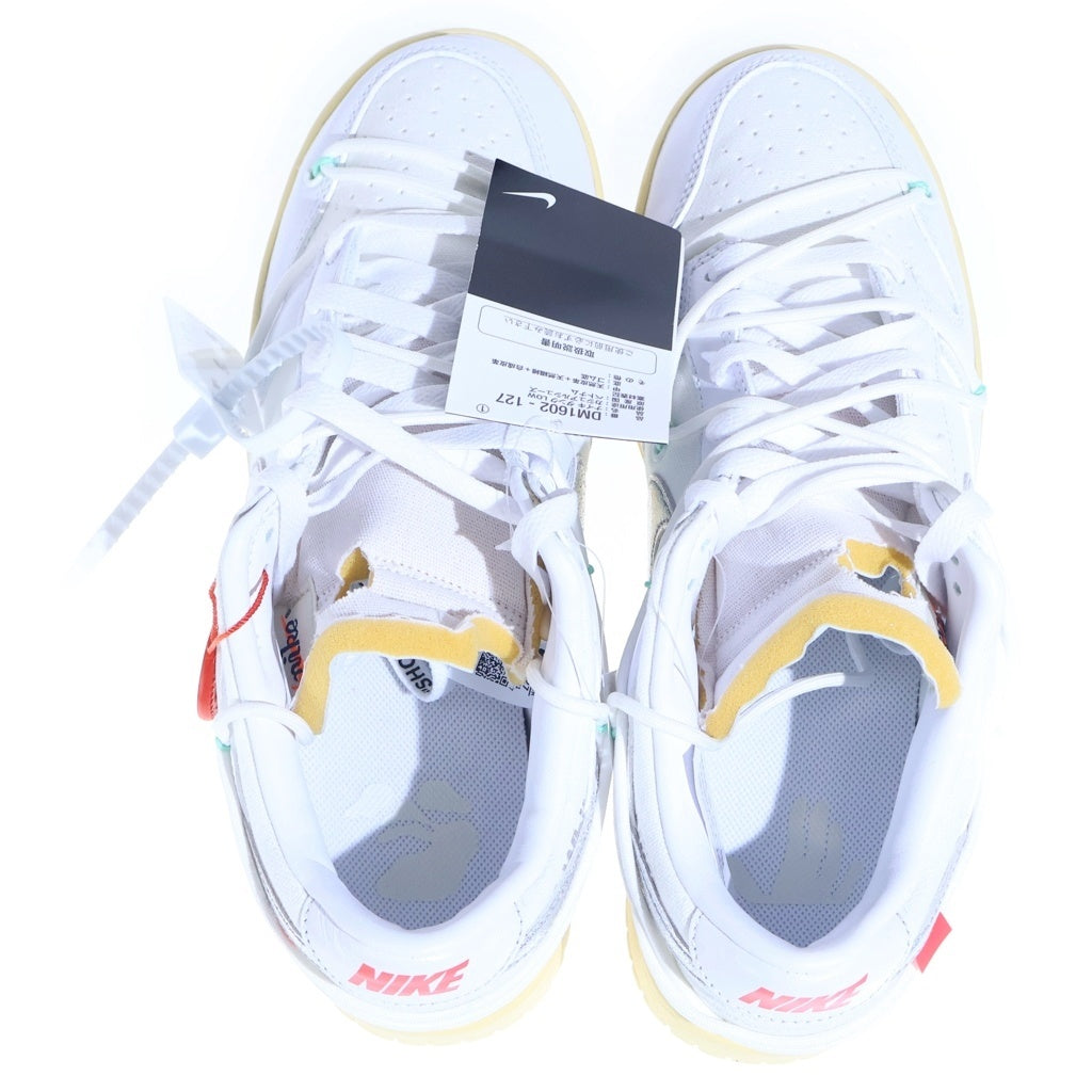 NIKE(ナイキ) ×OFF WHITE DUNK LOW 1OF50 LOT1 オフホワイト ロットワン レザーローカットスニーカー ホワイト US9.5/27.5cm DM1602-127