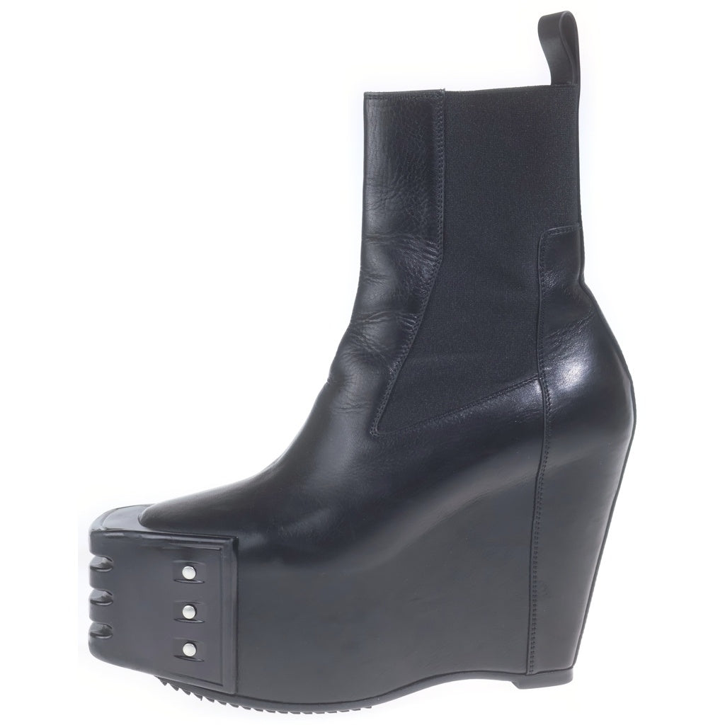 Rick Owens(リックオウエンス) 24AW GRILLED WEDGE BEATLE グリル ウェッジ ビートル レザー ブーツ ブラック