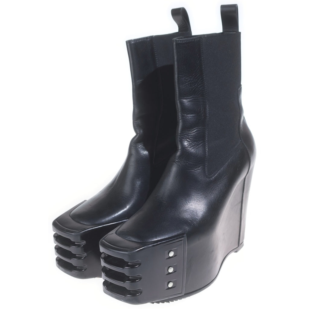 Rick Owens(リックオウエンス) 24AW GRILLED WEDGE BEATLE グリル ウェッジ ビートル レザー ブーツ ブラック
