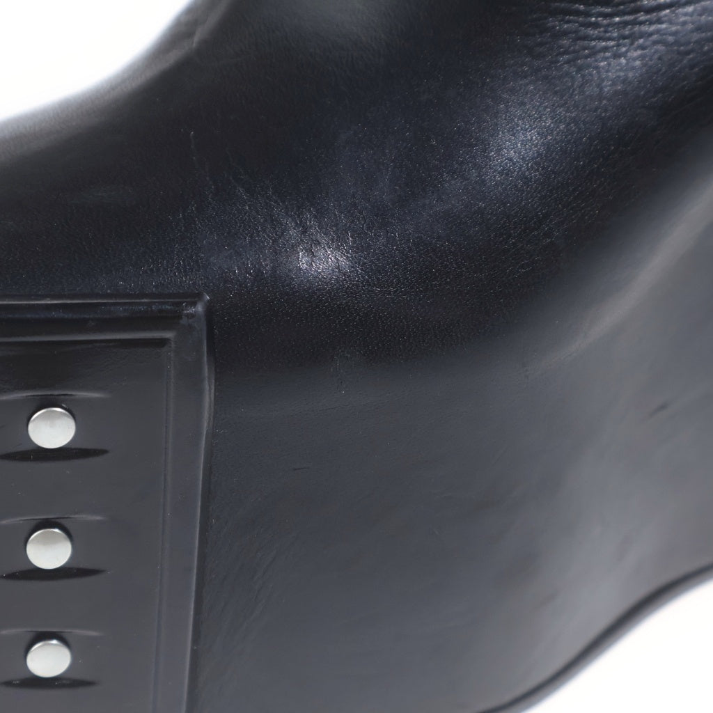 Rick Owens(リックオウエンス) 24AW GRILLED WEDGE BEATLE グリル ウェッジ ビートル レザー ブーツ ブラック