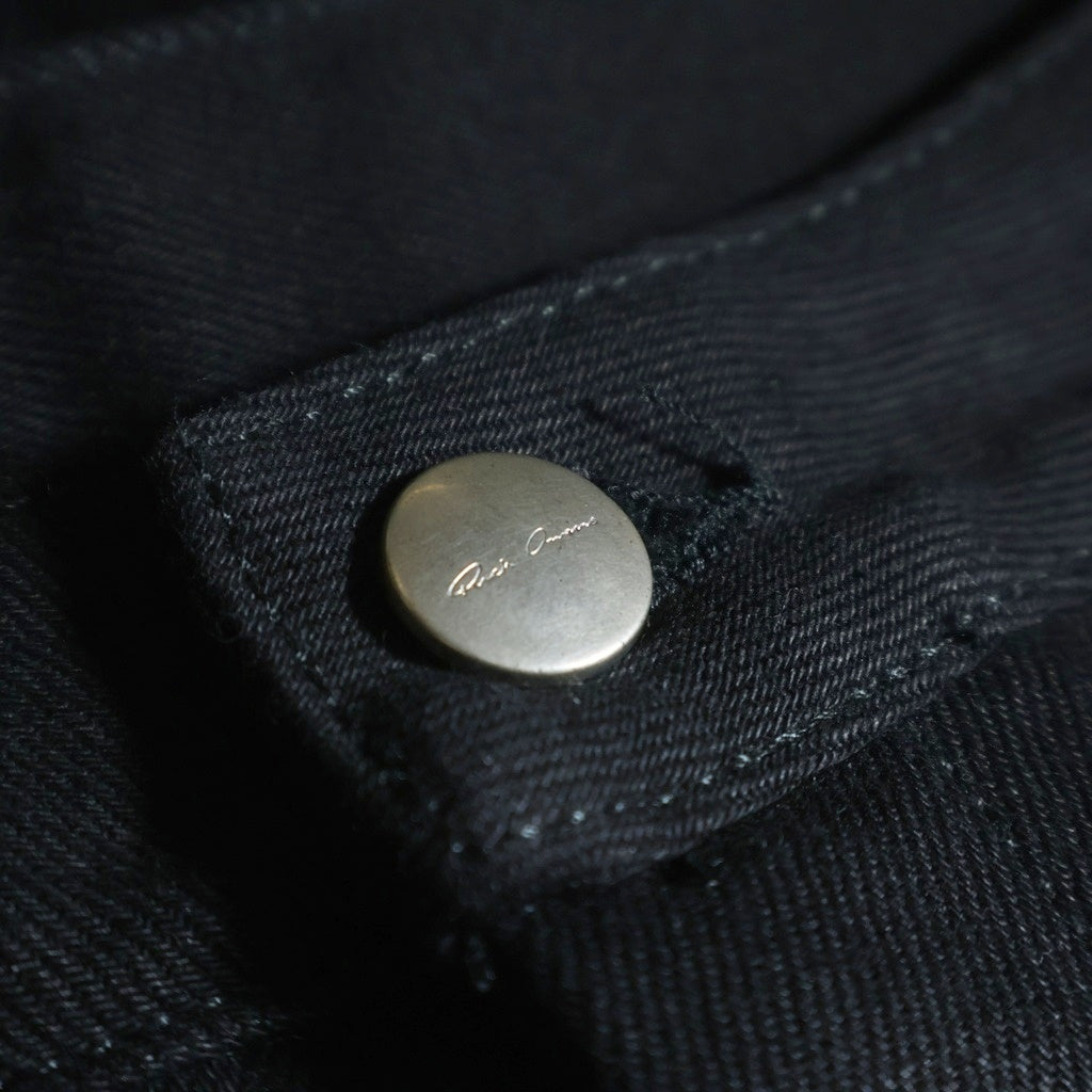 Rick Owens(リックオウエンス) 23AW distressed-finish knee-length denim skirt ダメージ加工 デニムスカート ブラック RR02C7300-HBLK レディース