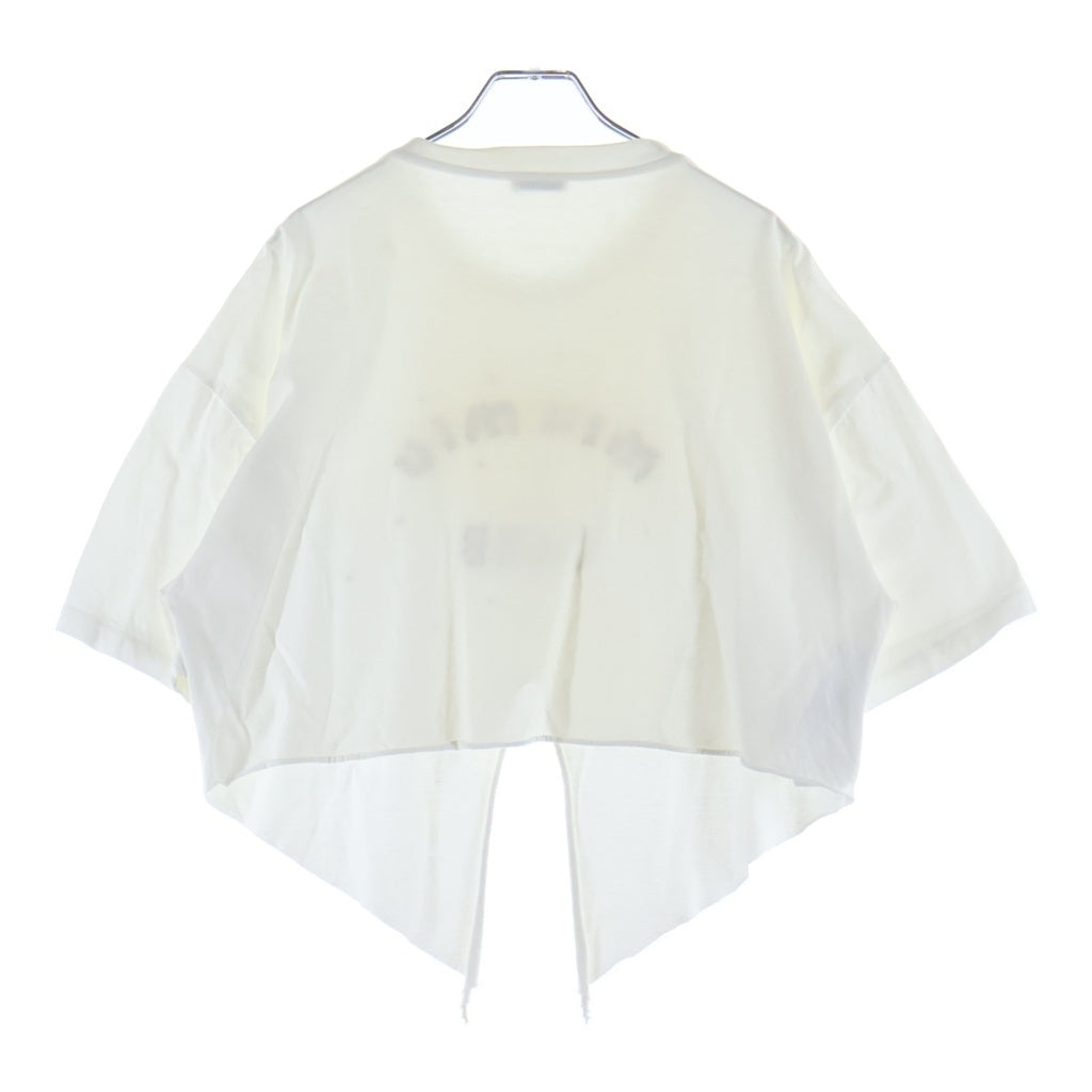 miumiu(ミュウミュウ) ラインストーン装飾 クロップドTシャツ カットソー ホワイト MJN364 100S レディース
