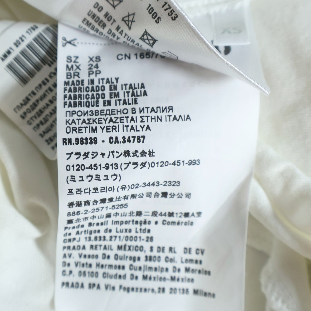 miumiu(ミュウミュウ) ラインストーン装飾 クロップドTシャツ カットソー ホワイト MJN364 100S レディース