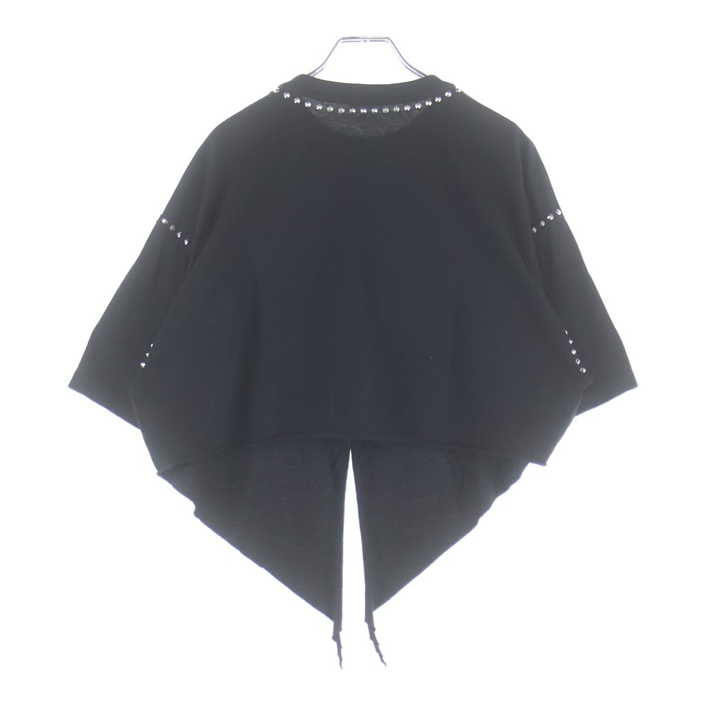 miumiu(ミュウミュウ) スタッズ装飾 クロップドTシャツ カットソー ブラック MJN332 1ZVD レディース