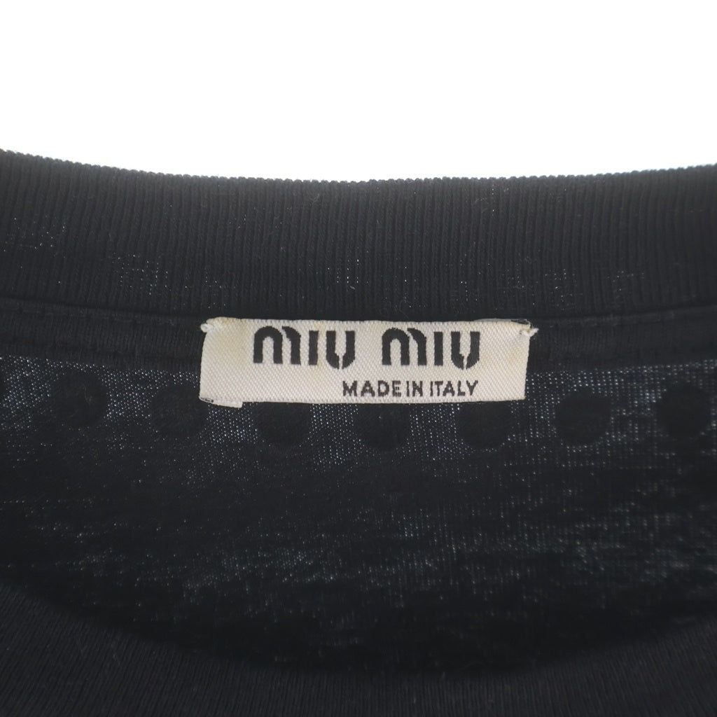 miumiu(ミュウミュウ) スタッズ装飾 クロップドTシャツ カットソー ブラック MJN332 1ZVD レディース