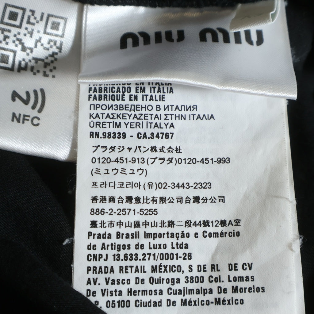 miumiu(ミュウミュウ) スタッズ装飾 クロップドTシャツ カットソー ブラック MJN332 1ZVD レディース