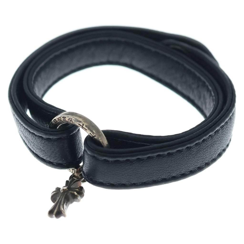 CHROME HEARTS(クロムハーツ) DOUBLE WRAP NTFL/BABY FAT ダブルラップ NTFL ベイビーファット レザーブレスレット ブラック/シルバー