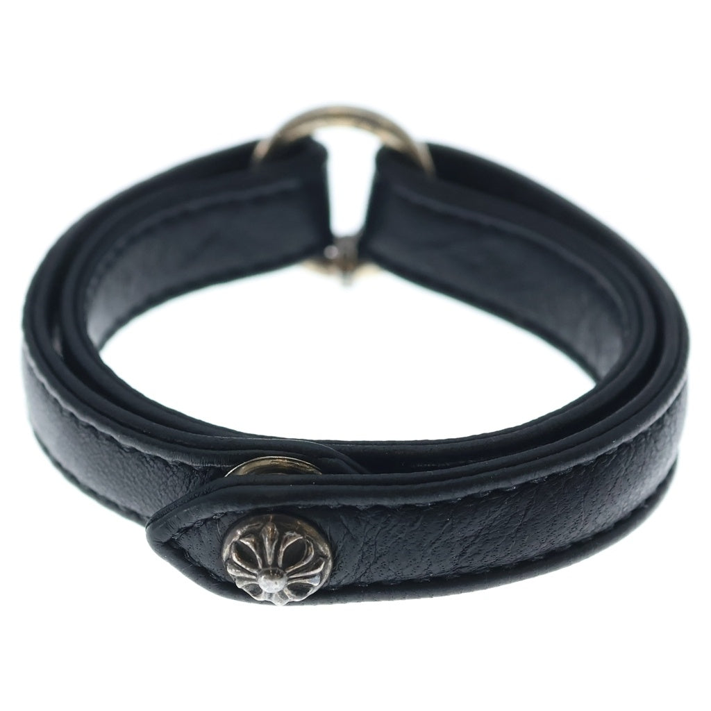 CHROME HEARTS(クロムハーツ) DOUBLE WRAP NTFL/BABY FAT ダブルラップ NTFL ベイビーファット レザーブレスレット ブラック/シルバー