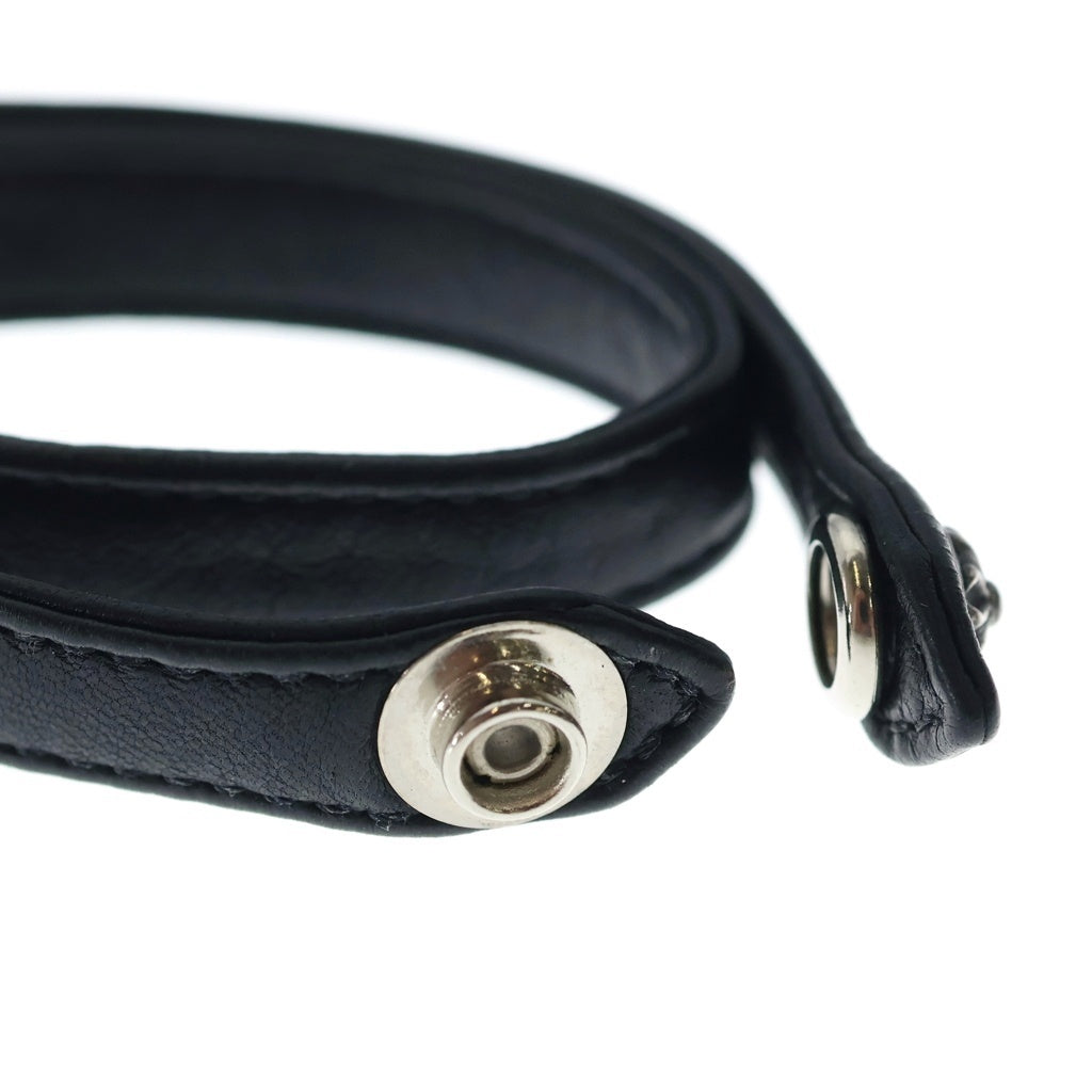 CHROME HEARTS(クロムハーツ) DOUBLE WRAP NTFL/BABY FAT ダブルラップ NTFL ベイビーファット レザーブレスレット ブラック/シルバー