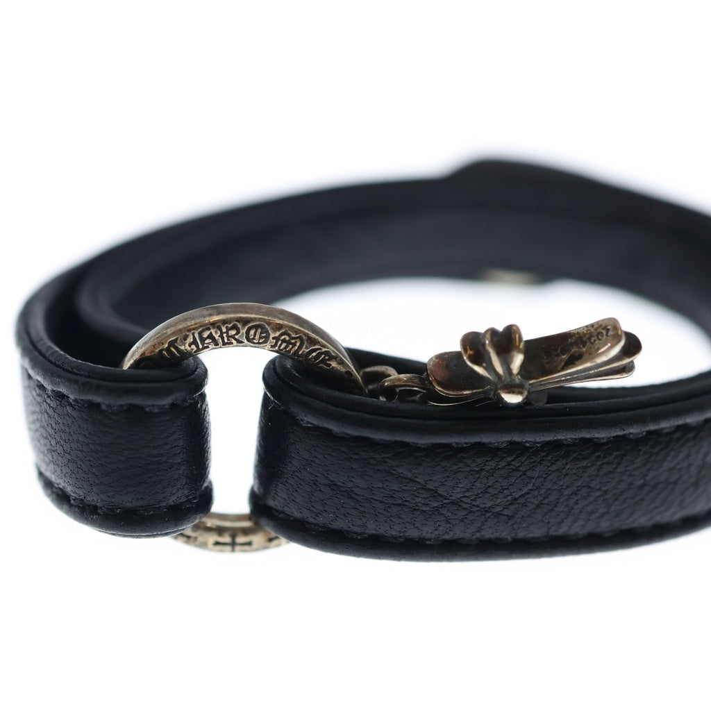 CHROME HEARTS(クロムハーツ) DOUBLE WRAP NTFL/BABY FAT ダブルラップ NTFL ベイビーファット レザーブレスレット ブラック/シルバー