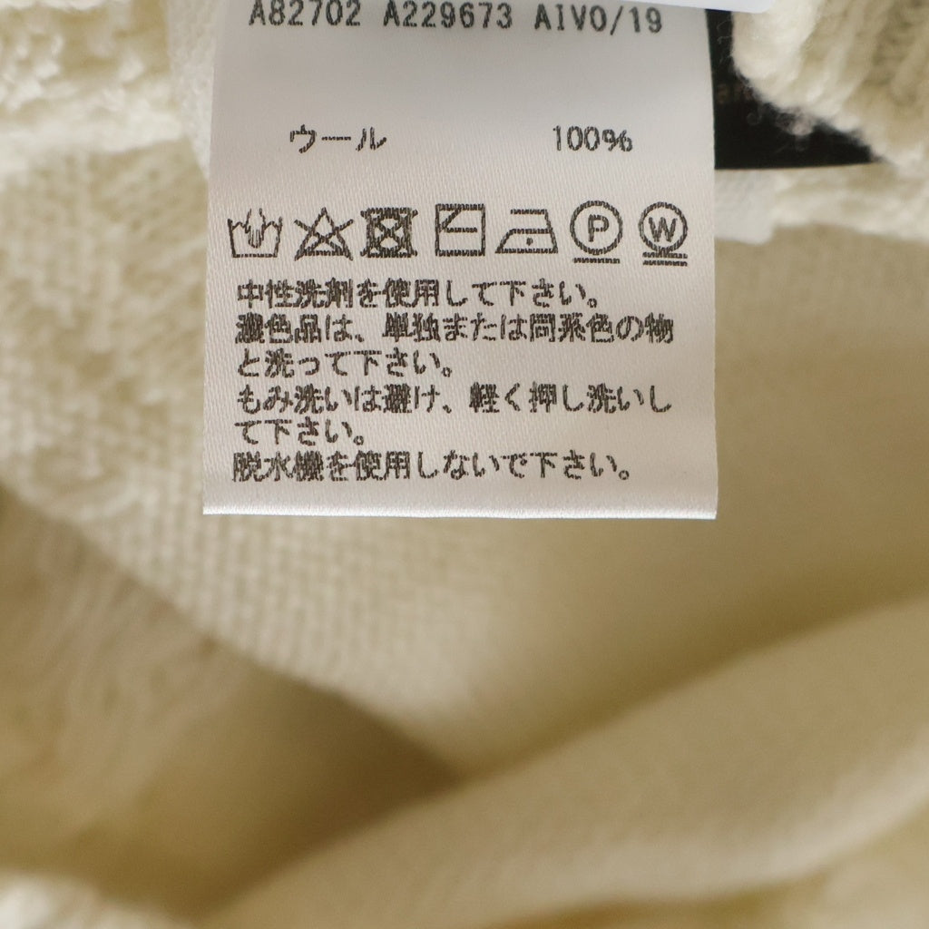 VERSACE(ヴェルサーチ) ロゴ刺繍 クルーネックシャギーニット ホワイト A82702
