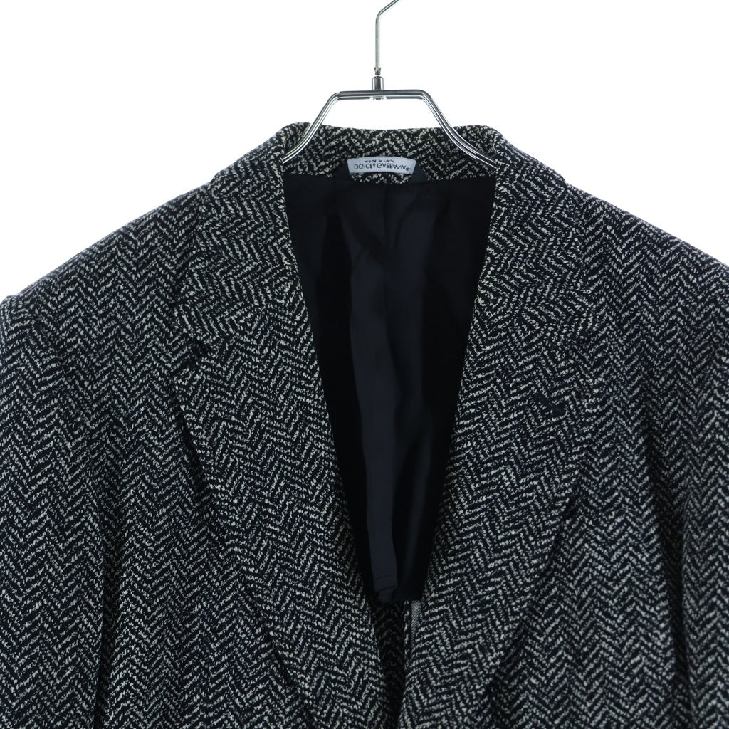 DOLCE & GABBANA(ドルチェアンドガッバーナ) 2Bウール総柄テーラードジャケット ブラック/ホワイト G2OW7T/FC7AR
