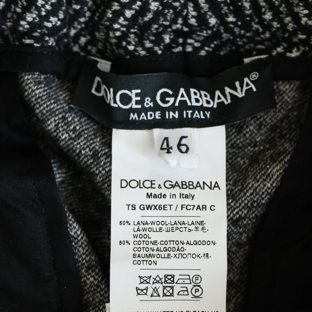 DOLCE & GABBANA(ドルチェアンドガッバーナ) ウール総柄 スウェットパンツ ブラック/ホワイト GWX6ET/FC7AR