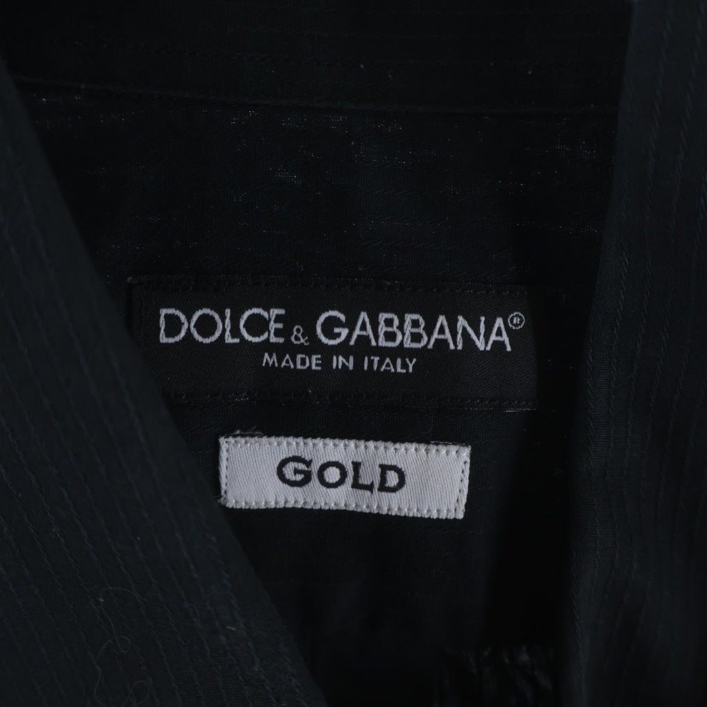 DOLCE & GABBANA(ドルチェアンドガッバーナ) ボタンアップ 襟付き 長袖ストライプシャツ ブラック