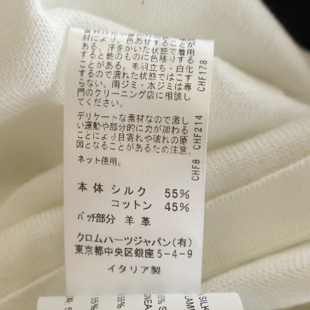 CHROME HEARTS(クロムハーツ) CHロゴ刺繍 袖セメタリークロスパッチ ラグラン 長袖Tシャツ カットソー ホワイト/ブラック