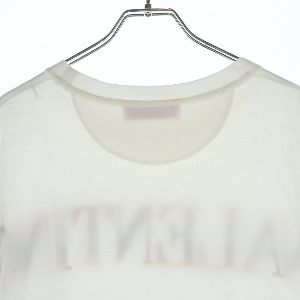 VALENTINO(ヴァレンティノ) スパンコールロゴ デザイン Tシャツ/カットソー ホワイト