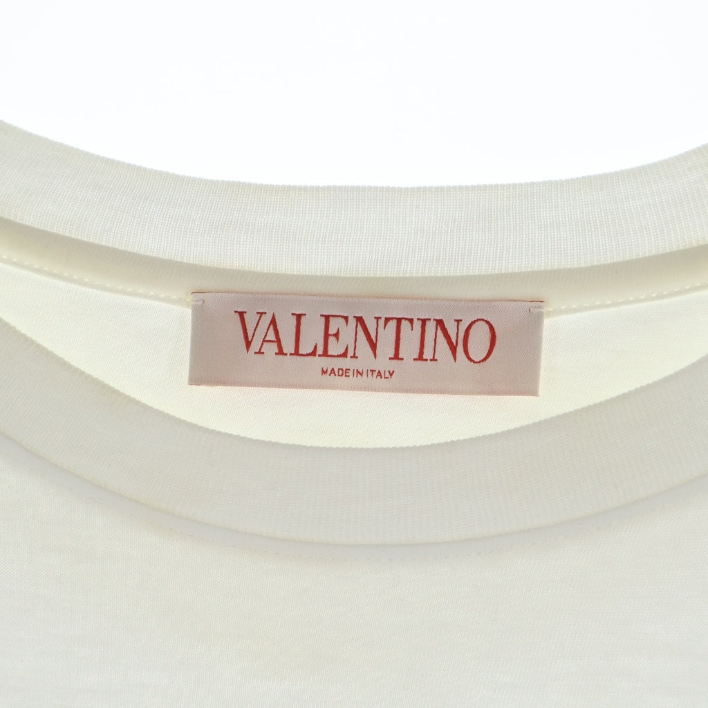 VALENTINO(ヴァレンティノ) スパンコールロゴ デザイン Tシャツ/カットソー ホワイト