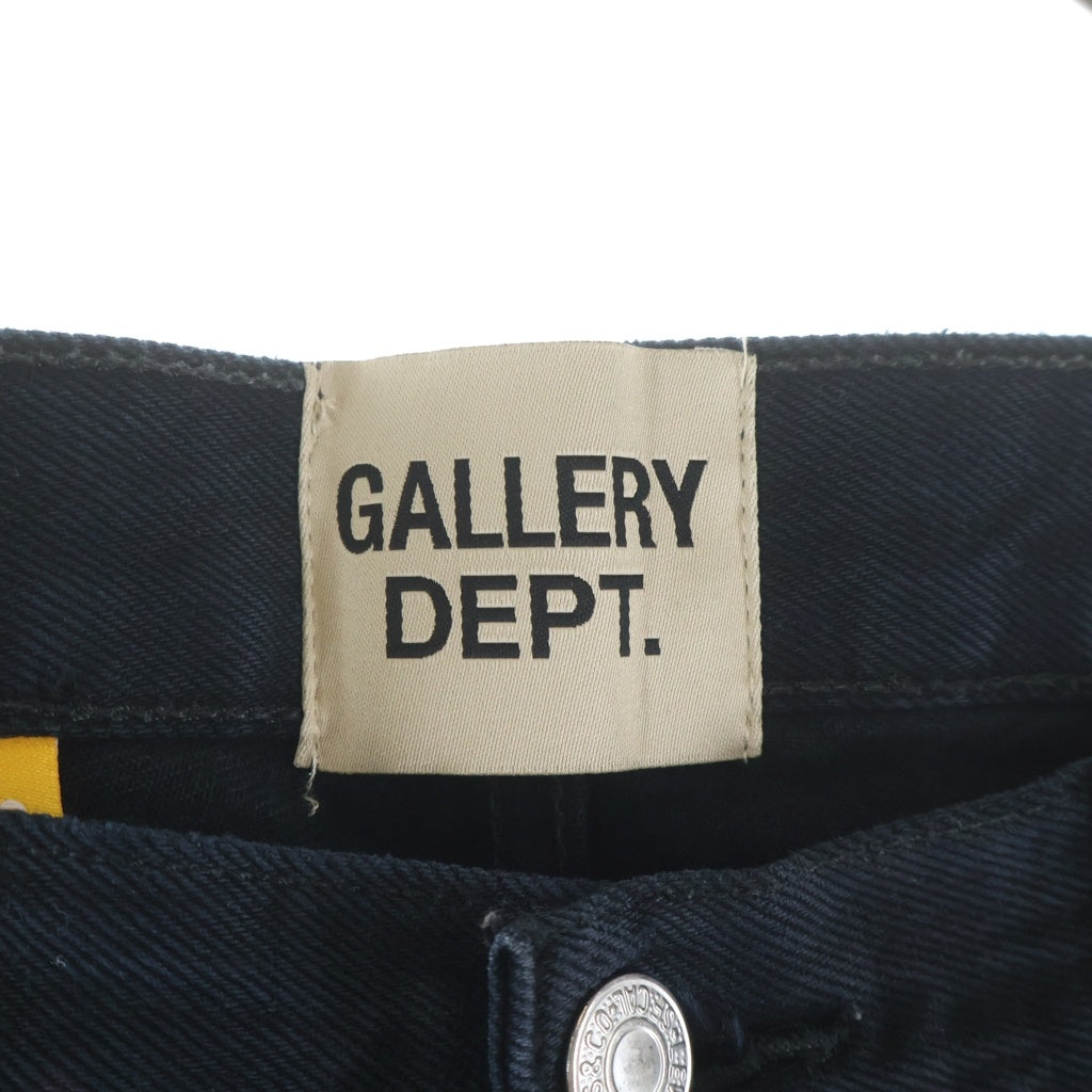 GALLERY DEPT.(ギャラリーデプト) 再構築 ダメージ加工 デニムパンツ 刺繍パッチ付きフレアパンツ ブラック/迷彩