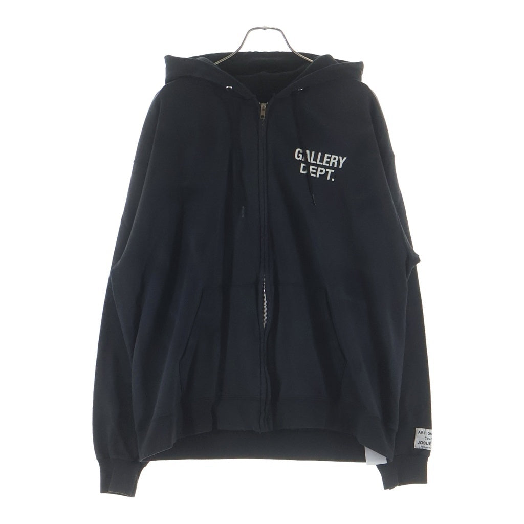 GALLERY DEPT.(ギャラリーデプト) SUN FADED ENGLISH LOGO ZIP UP HOODIE ユーズド加工 ジップアップフーディ パーカー ブラック