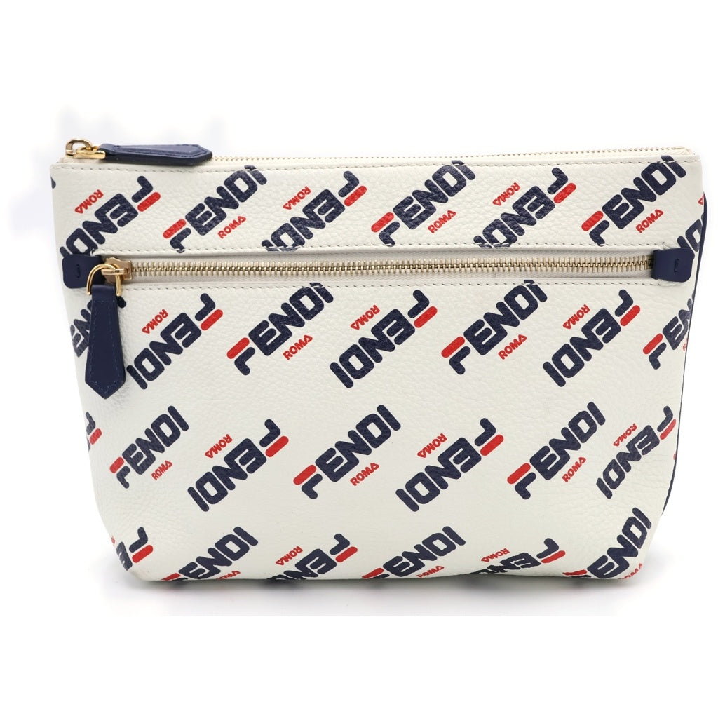 FENDI(フェンディ) ×FILA 19SS ALL logo bag フィラ レザーポーチバック ホワイト
