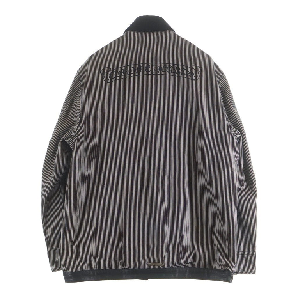 CHROME HEARTS(クロムハーツ) SOAP ON A ROPE ソープオンアロープ レザー切替 CHロゴプリント ストライプ ジャケット ベージュ/インディゴ/ブラック