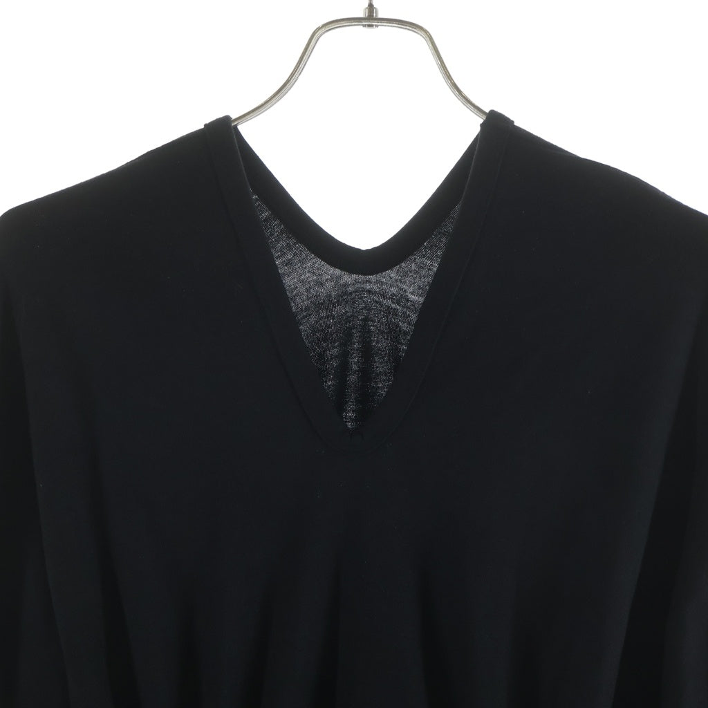 LIMI feu(リミフゥ) TUCK V NECK T-SHIRT 半袖Tシャツ カットソー ブラック LO-T25-139 レディース