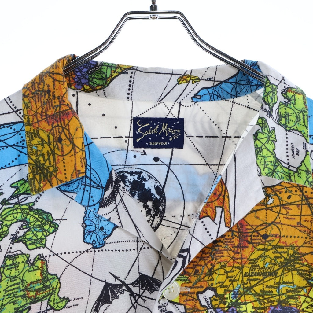 SAINT MICHAEL(セントマイケル) 23SS ×Dr Woo PAJAMA SHIRTS SM-S23-0000-082 ドクターウーコラボ フロントポケット パジャマシャツ 長袖シャツ 総柄 ホワイト
