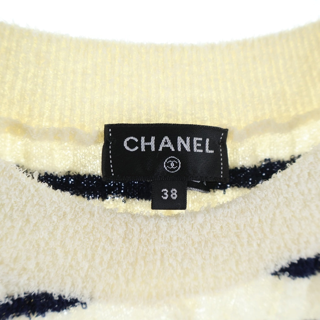 CHANEL(シャネル) 23SS ココマークロゴ ボーダーウールニット ワンピース レディース P74153K10655 ブラック/ホワイト