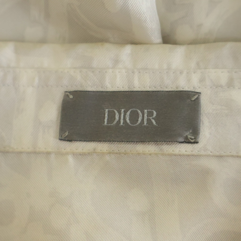 DIOR(ディオール) 21SS オブリーク 総柄 シルク 比翼 長袖シャツ ホワイト 013C502A5141