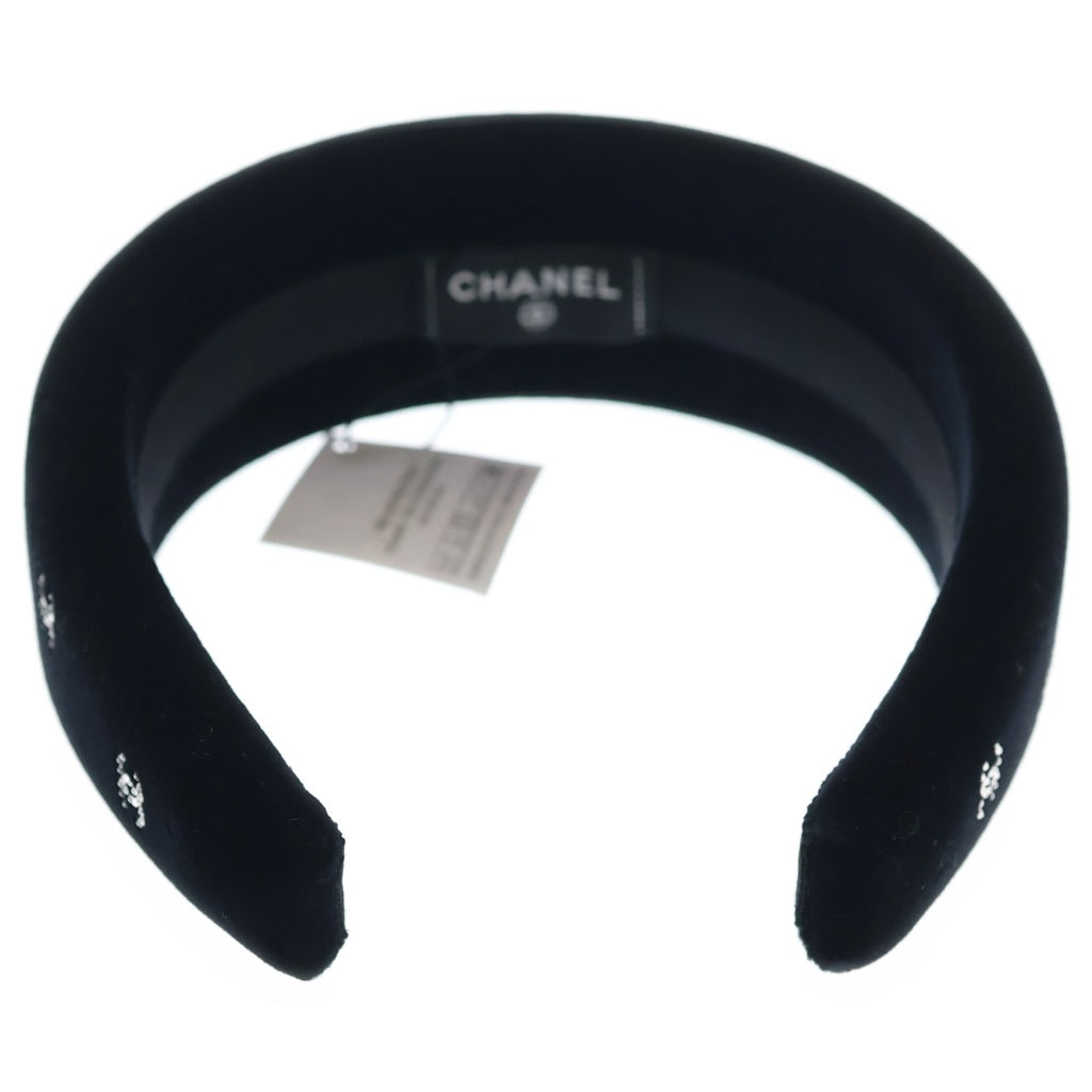 CHANEL(シャネル) ベルベット/ストラス ラインストーン カチューシャ ブラック レディース