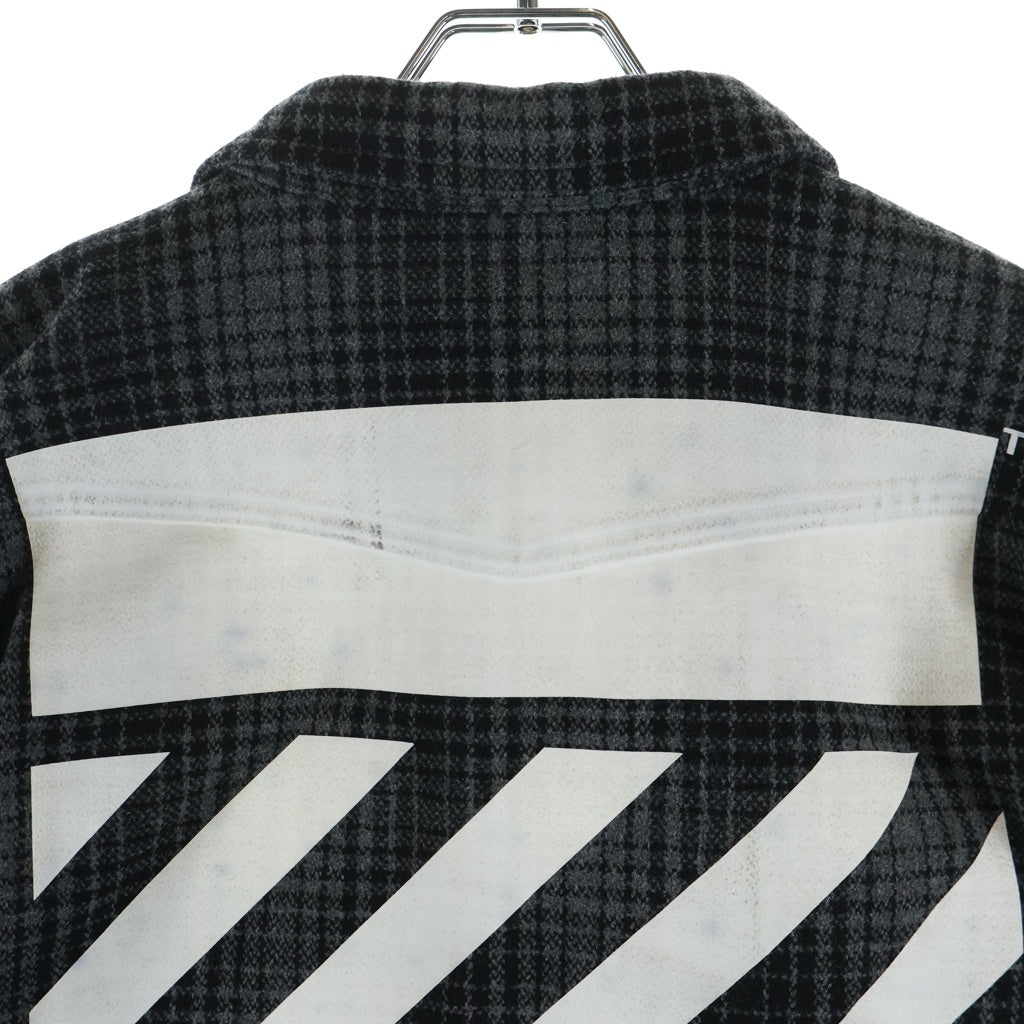 OFF-WHITE(オフホワイト) バックプリント タータンチェックネルシャツ グレー