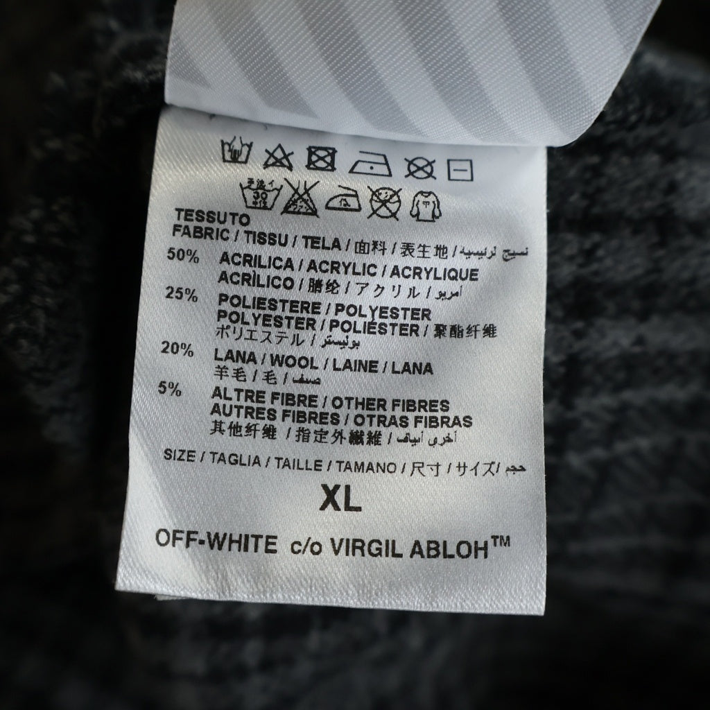 OFF-WHITE(オフホワイト) バックプリント タータンチェックネルシャツ グレー