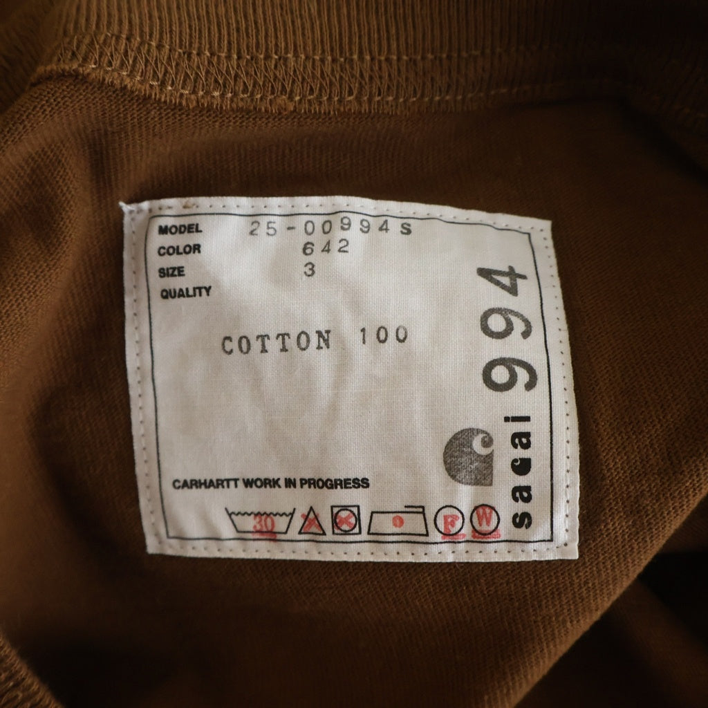 Sacai(サカイ) ×Carhartt フロントロゴ スウェット トレーナー ブラウン 25-00994S