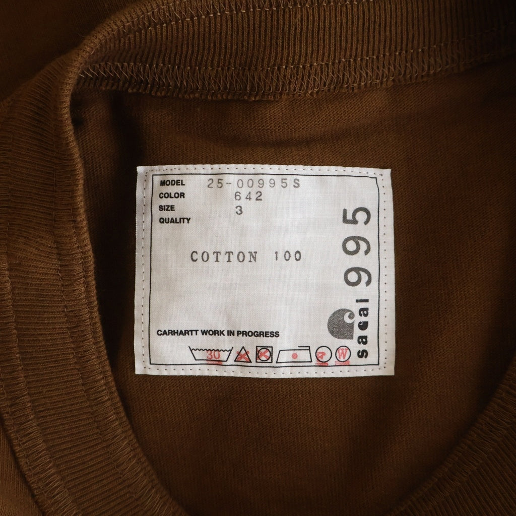 Sacai(サカイ) ×Carhartt フロントロゴ クルーネックTシャツ カットソー ブラウン 25-00995S