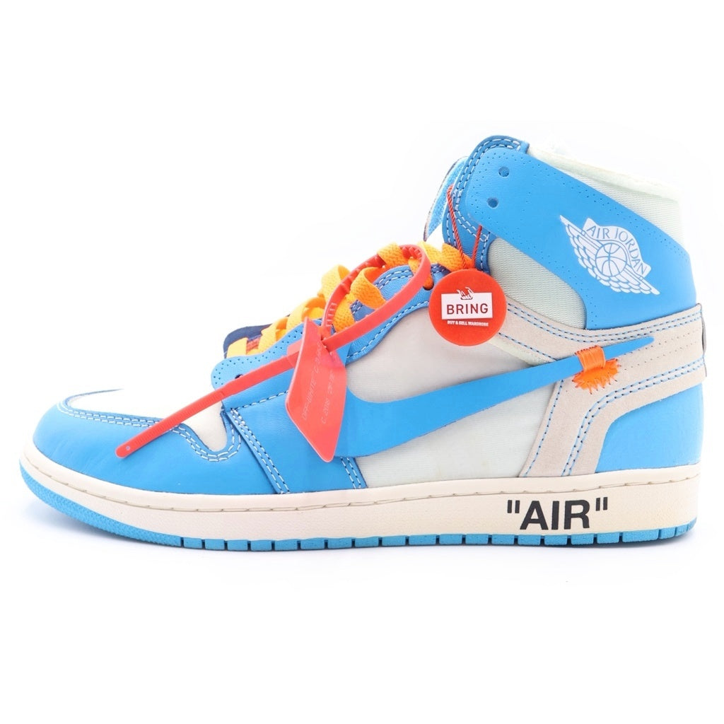 NIKE(ナイキ) ×OFF-WHITE AIR JORDAN 1 POWDER BLUE UNC AQ0818-148 オフホワイト エアジョーダン1 パウダーブルー ハイカットスニーカー US9.5/27.5cm ホワイト/ブルー