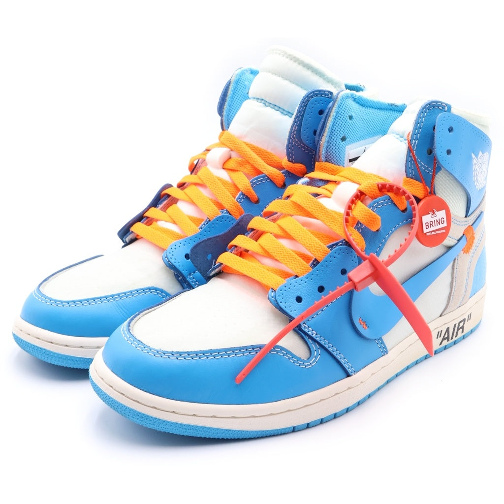 NIKE(ナイキ) ×OFF-WHITE AIR JORDAN 1 POWDER BLUE UNC AQ0818-148 オフホワイト エアジョーダン1 パウダーブルー ハイカットスニーカー US9.5/27.5cm ホワイト/ブルー