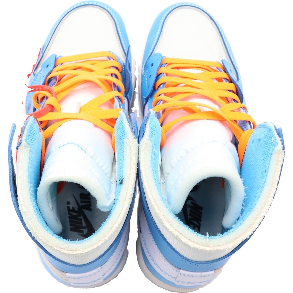NIKE(ナイキ) ×OFF-WHITE AIR JORDAN 1 POWDER BLUE UNC AQ0818-148 オフホワイト エアジョーダン1 パウダーブルー ハイカットスニーカー US9.5/27.5cm ホワイト/ブルー