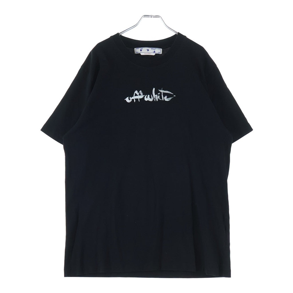 OFF-WHITE(オフホワイト) PURPLE PAINT ARROWS LOGO パープルペイント アローズロゴクルーネック半袖カットソーTシャツ ブラック OMAA027F22JER009