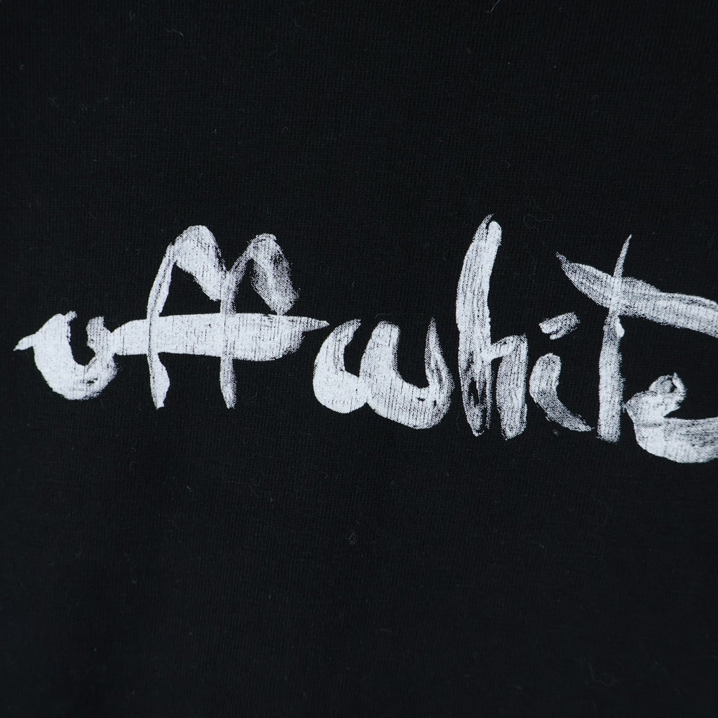 OFF-WHITE(オフホワイト) PURPLE PAINT ARROWS LOGO パープルペイント アローズロゴクルーネック半袖カットソーTシャツ ブラック OMAA027F22JER009