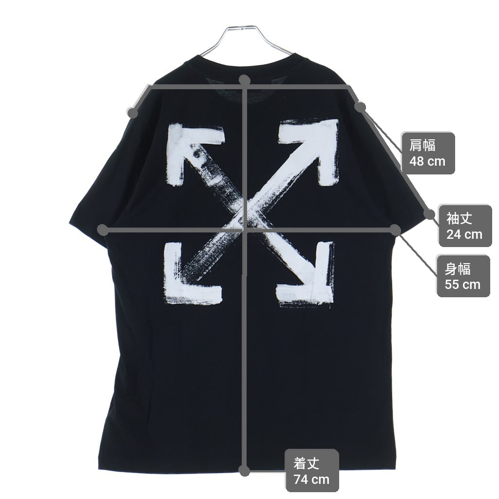 OFF-WHITE(オフホワイト) PURPLE PAINT ARROWS LOGO パープルペイント アローズロゴクルーネック半袖カットソーTシャツ ブラック OMAA027F22JER009