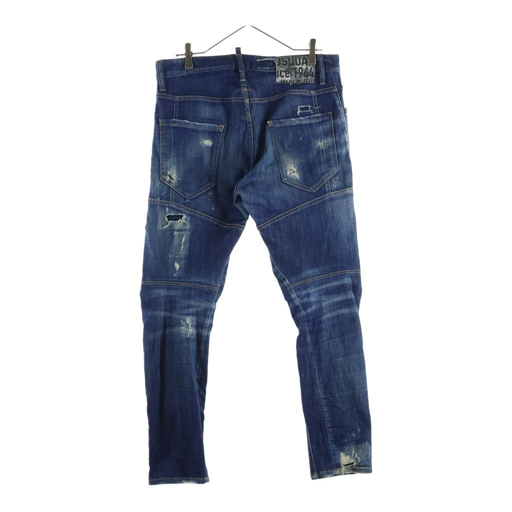 DSQUARED2(ディースクエアード) 21AW TIDY BIKER JEAN ダメージ加工バイカースキニーデニムパンツ インディゴ S74LB0960 S30342