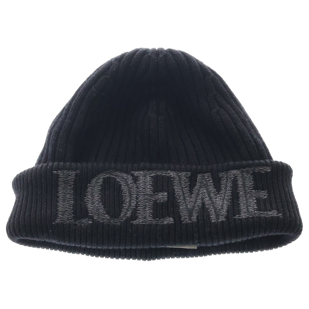 LOEWE(ロエベ) ロゴ刺繍 ウールニットキャップ ブラック F540257X23