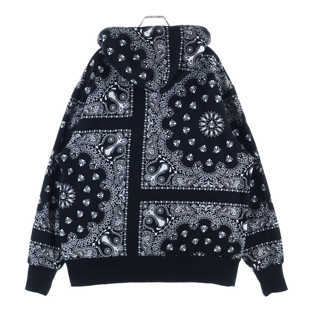 FR2(エフアールツー) PAISLEY HOODIE カンガルーポケット ペイズリー総柄 プルオーバースウェットパーカー ブラック FRC1172