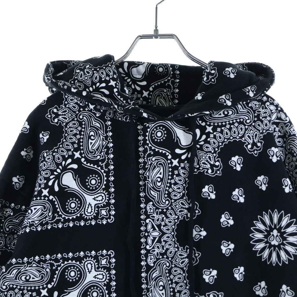 FR2(エフアールツー) PAISLEY HOODIE カンガルーポケット ペイズリー総柄 プルオーバースウェットパーカー ブラック FRC1172