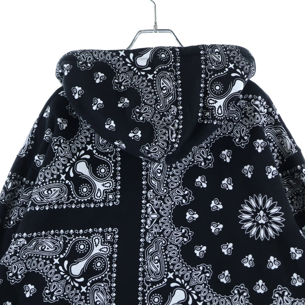 FR2(エフアールツー) PAISLEY HOODIE カンガルーポケット ペイズリー総柄 プルオーバースウェットパーカー ブラック FRC1172