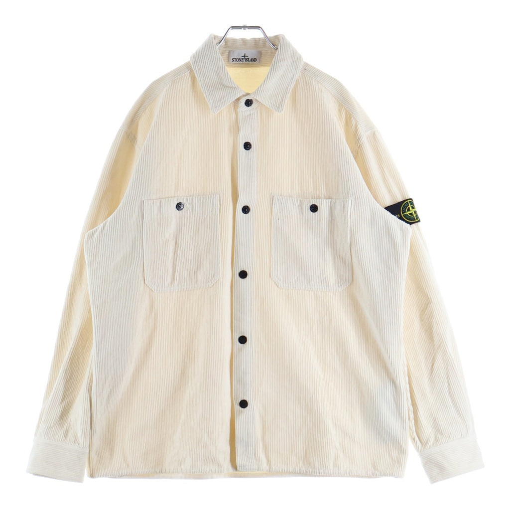 STONE ISLAND(ストーンアイランド) 25AW 袖ロゴパッチ ボタンアップ コーデュロイジャケット ホワイト K2S151200012S0212